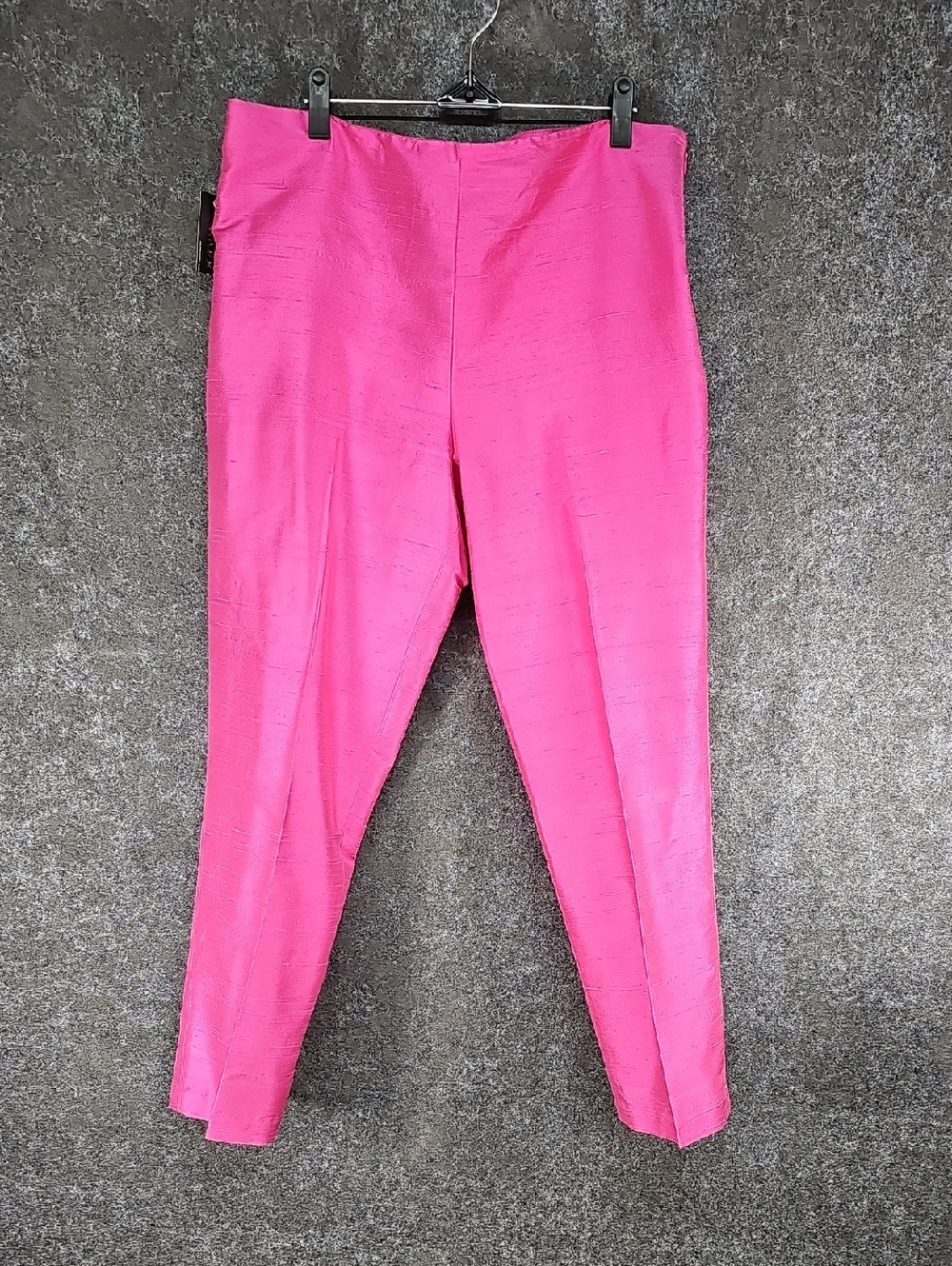 Lauren Ralph Lauren Silk Ankle Pants, High Rise, Side Zip, Silk, Hot Pink, 10